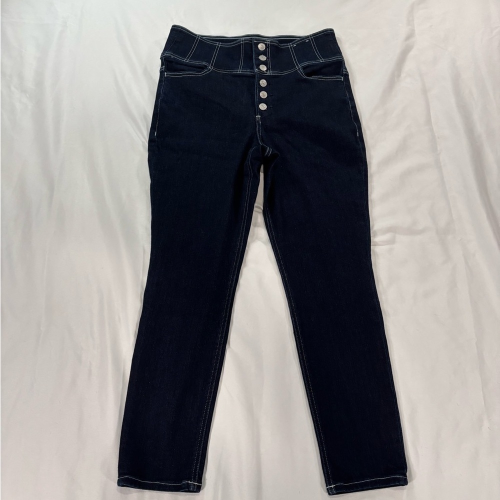 Women's Express Dark Blue Button Fly Skinny Jeans Size 10